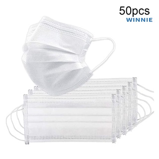 [winnie] 50 piezas desechables de 3 capas anti-contaminación a prueba de polvo transpirable mascarilla facial