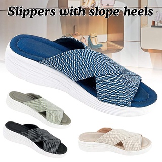 geiefu sandalias ligeras suelas de absorción de tela de malla estiramiento cruz casual playa mujeres zapatillas para la vida diaria