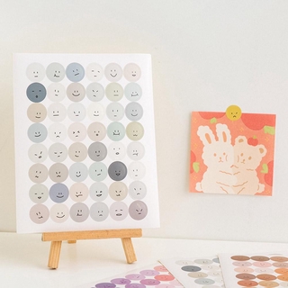 Pegatina redonda sonriente Emoji Morandi Color tierra sellado etiqueta engomada manual tarjeta pegatina