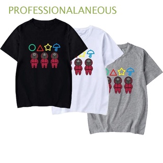 PROFESSIONALANEOUS Periféricos T-shirt Calle Calamar Juego Top Mujeres Impresión Streetwear Ropa Hombres Casual Manga Corta/Multicolor