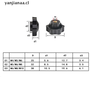 【yanjianaa】 5pcs M4/5/6/8/10 Plum Hand Tighten Nuts Handle Thread Mechanical Black Thumb Nut CL