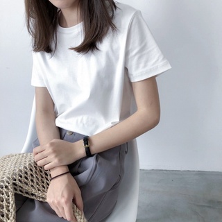 Camiseta De algodón para mujer con cuello redondo y Manga corta