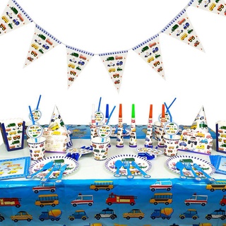 Cars Engineering Car Series Theme Birthday Party Theme Decoration Disposable Tableware