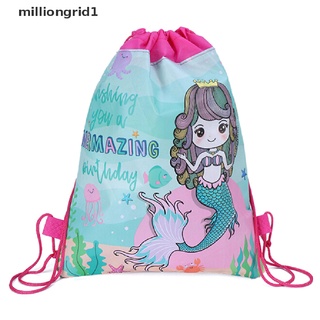 [milliongrid1] bolsa de sirena no tejida para niños, viaje, escuela, diseño de cordón, bolsas de regalo