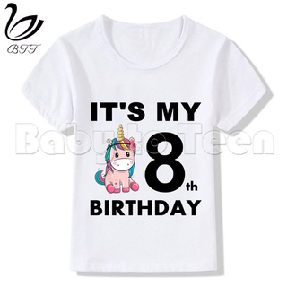 lindo de dibujos animados unicornio niños cumpleaños camiseta feliz cumpleaños niños camiseta divertida chica top cuello redondo manga corta niños camiseta