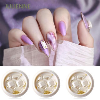 julienne natural uñas joyería shell perla 3d uñas arte decoración de uñas diamantes de imitación manicura diy diamante metal 1 caja de doble cara diamante de uñas