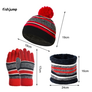 [fishjump] unisex niños sombrero bufanda guantes espesar elástico niños tejer sombrero bufanda guantes espesar para uso diario (5)