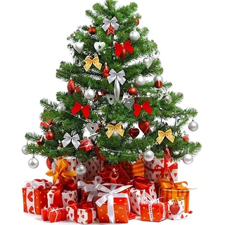 12pcs mariposa arco colgante deco para decoración de navidad hogar oro plata rojo bowknot adornos de árbol de navidad (2)