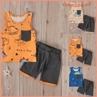 Niños y niños chaleco de verano Printin Top + pantalones cortos de dos piezas ropa infantil