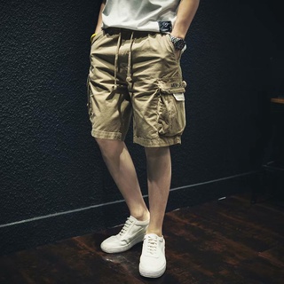 Trendy Brand Summer Overalls Pants Men's Black Casual Cropped Pants Trendy Loose Straight Thin Cropped Pants Ins Middle Pants