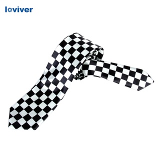 Loviver - corbata para hombre, delgada, estrecha, delgada, color negro, blanco, faja, accesorio a cuadros (5)