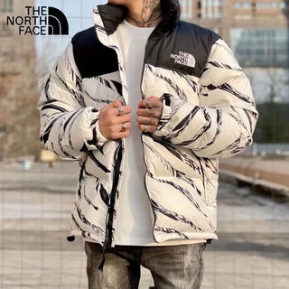 The North Face 100% Original Down Jacket Men's Women's Zebra Print Stand Collar Casual Jacket (1)