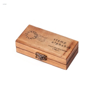 Lucky* 30pcs Retro alfabeto letra mayúsculas minúsculas de madera de goma juego de sellos de artesanía