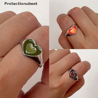 Protectionubest New Ins Creative Cute Love Heart Ring Vintage Metal For Girls Fashion Jewelry NPQ