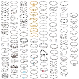 zatpiy 107 piezas vintage anillos de nudillos vintage plata apilable juego de anillos cl (8)