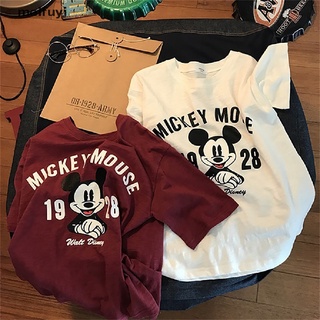 [meifuyi] disney mickey mouse impresión de dibujos animados jersey gráfico top camisetas parejas coincidencia 439cl