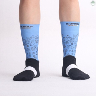 hombres mujeres calcetines de ciclismo transpirable absorbente de humedad impresión empalme correr senderismo al aire libre calcetines deportivos