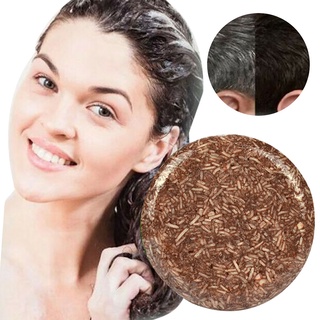 geanmiu 55g Handmade Shampoo Bar Hair Darkening Washing Repair Nourish Natural Soap