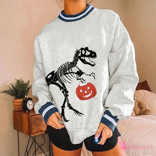 Sil-suéter De Manga larga para mujer con estampado De calavera/calavera/Halloween