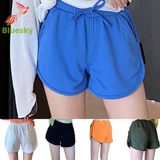Pantalones cortos para mujer con cordón elástico banda de corte alto senderismo entrenamiento corto pijamas pantalones con bolsillos para el verano