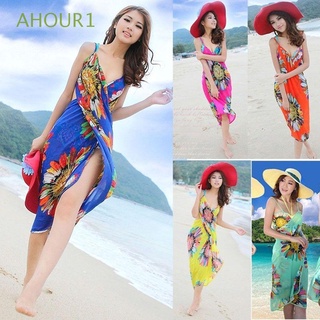 Ahour1 cómodo nuevo chal de playa de las mujeres profundo V envoltura Sexy vestido de playa cubrir Sarong/Multicolor