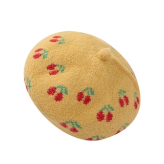 ❀Vk♡Boina infantil bordado cereza lana sombrero gorro turbante sombrero Fedoras para primavera otoño invierno (1)