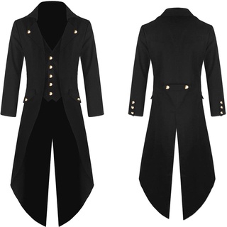 [yts] abrigo de los hombres vintage steam punk gótico retro vestido abrigo moda largo cortavientos