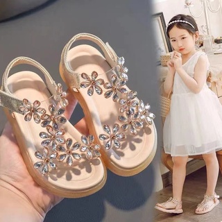 Sandalias de verano para niñas niños-Rhinestone niñas sandalias antideslizante suela suave estilo verano princesa zapatos