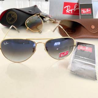 100% Oculos de Sol Rayban Aviador Azul Degrade Lentes de Cristal Ray-Ban Sunglasses