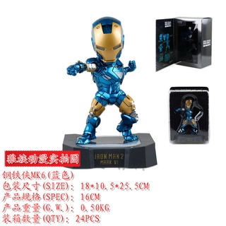 Iron Man Iron Man VI Q versión azul Iron Man MK6 se puede iluminar figura en caja