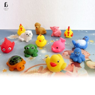 13 unids/set de animales mezclados bebé juguete de baño colorido de goma suave flotador exprimir sonido chirriante juguetes