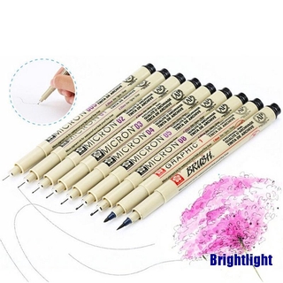 (Brightlight) 9 pzs Pigma Manga Comic Pro marcadores gráficos dibujo punta fina plumas de tinta Kit de pinceles (6)