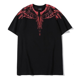 Fashiom MB alas rojas manga corta camisetas negro y blanco Casual camiseta pareja camiseta