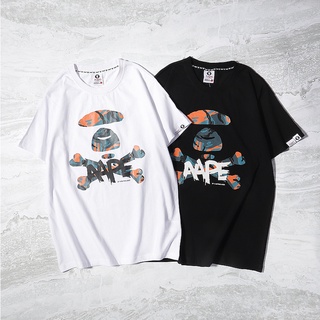 Street Fashion AAPE Men And Women Cotton Classic Color Printing Round Neck Short Sleeve T-Shirts