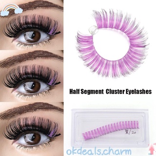 OKDEALS Eye Makeup Tool Individual Lashes Clusters Cluster Eyelashes Half Segment New Eyelash Extension Eyelash Beam Ombre Color Red White Pink/Multicolor