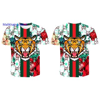 nueva camiseta de manga corta de cabeza de tigre de color completo con cuello redondo impreso en 3d casual camisa de manga corta (2)