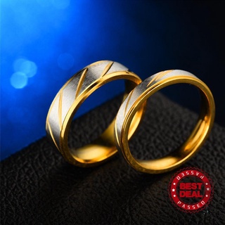 1pc de acero de titanio amantes de la pareja anillos de oro patrón de onda anillo de compromiso para las mujeres de la joyería W1B6