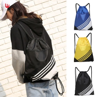 Doble Color costuras rayas cordón bolsa de viaje mochila deportiva mochila hombres mujeres impermeable Nylon bolsa de almacenamiento