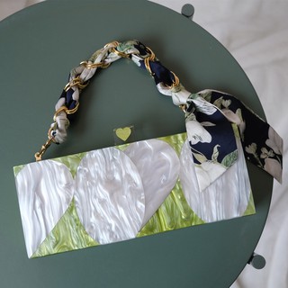 Nueva moda bolso de la marca de moda de las mujeres bolsos verde acrílico carta de lujo fiesta de fiesta de fiesta de noche bolsa de mujer Casual caja de embrague bolso