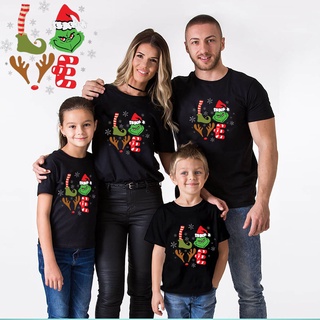 Love Christmas Grinch dibujos animados negro navidad camiseta de navidad familia coincidencia conjunto T-Shirt body de navidad
