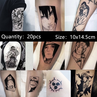 20pcs Naruto Tatuaje Stickers Estilo Anime Tatuajes Temporales Impermeable Larga Duración Falsos (3)