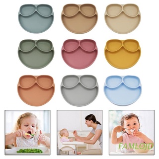 famlojd bebé ventosa tazón dividido plato de cena bebés aprendizaje plato de alimentación no tóxico sin bpa silicona color sólido
