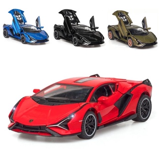 Lamborghini SIAN Diecast vehículos modelo de coche luz de sonido tire hacia atrás modelo de coche colección juguetes de coche