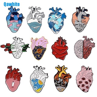 Qawhite Organ Heart Collection Enamel Pin Van Gogh Broken Hug Rose Brooch Bag Lapel Pin Badge Jewelry Gift