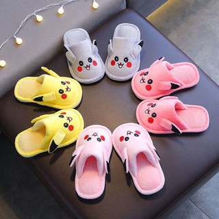 Otoño invierno Pikachu zapatillas lindo antideslizante niños de fondo suave zapatillas de casa