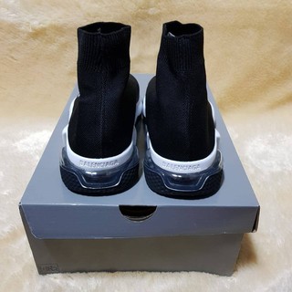 100% original original balenciaga zapatos de alta velocidad entrenador suela transparente negro blanco negro original deporte running