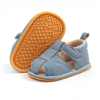 ☽Ll✿Sandalias de bebé niño sandalias zapatillas de deporte, Unisex niños niñas primer caminante zapatos de Color sólido suela suave romana zapatos (3)