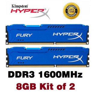 kingston hyperx fury kit de 8 gb (2 x 4 gb) 1600mhz ddr3 dimm desktop ram hx316c10fk2/8 - azul