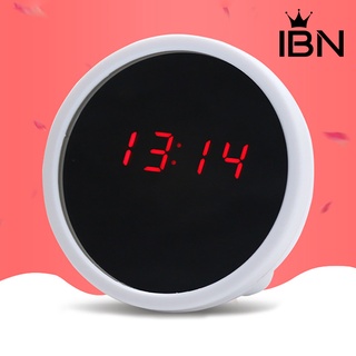 [ibn] mini reloj digital de escritorio led pantalla espejo electrónico silencioso mesa alarma