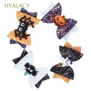 HYALACY 4Pcs Fashion Halloween Hairpins Glitter Bows Hair Clip Spider Hair Clips Hair Accessories Cute Sequins Girls Barrettes